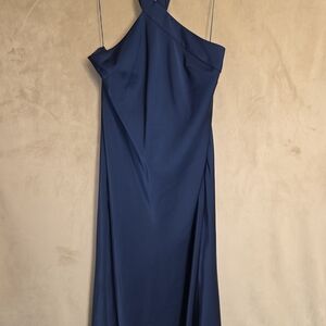 Elegant Navy Blue One-Shoulder Evening Dress